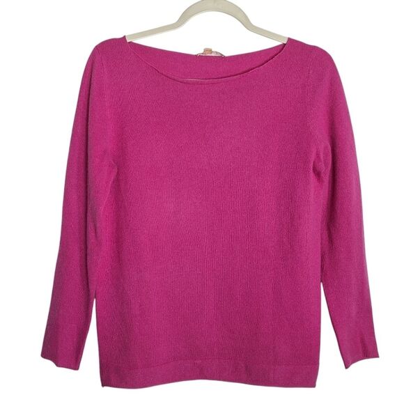 Kier + J Womens Cashmere Sweater Pink Preppy Coquette Business Cozy Small - Picture 2 of 11